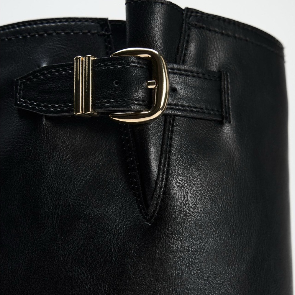 Zara BUCKLED KNEE HIGH riding BOOTS size US10 NWT - Picture 7 of 9